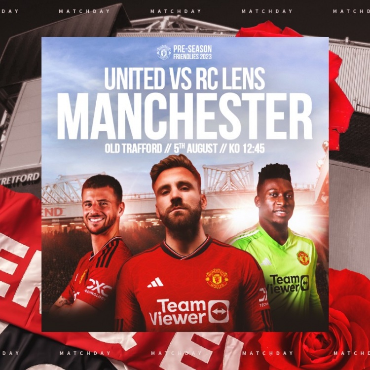 Manchester United released posters for the Lanace friendly match: Luke Shaw, ONA, Mount